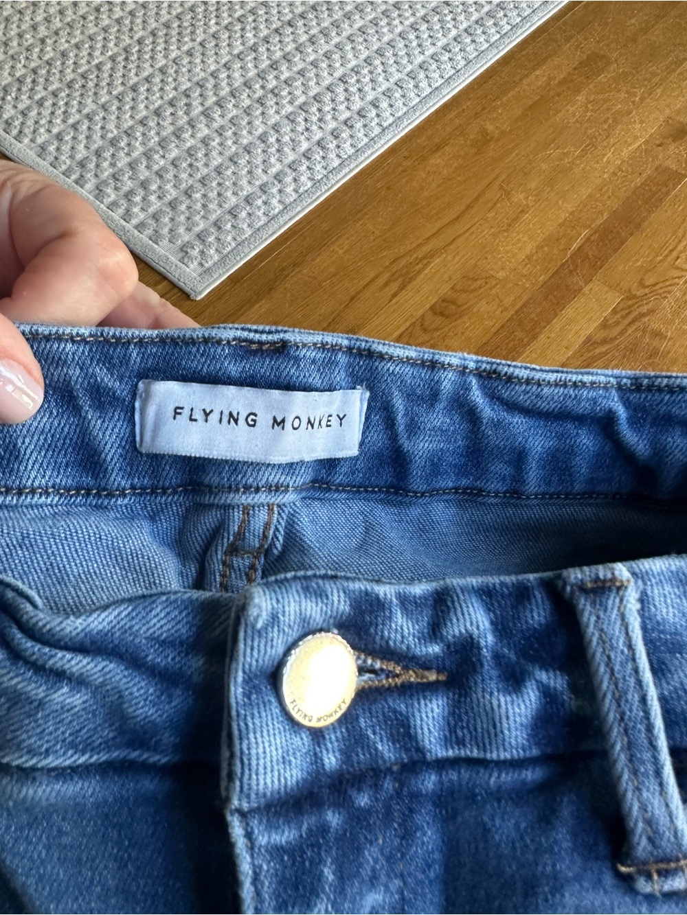 Flying Monkey Raw Hem Crop Jeans in Blue